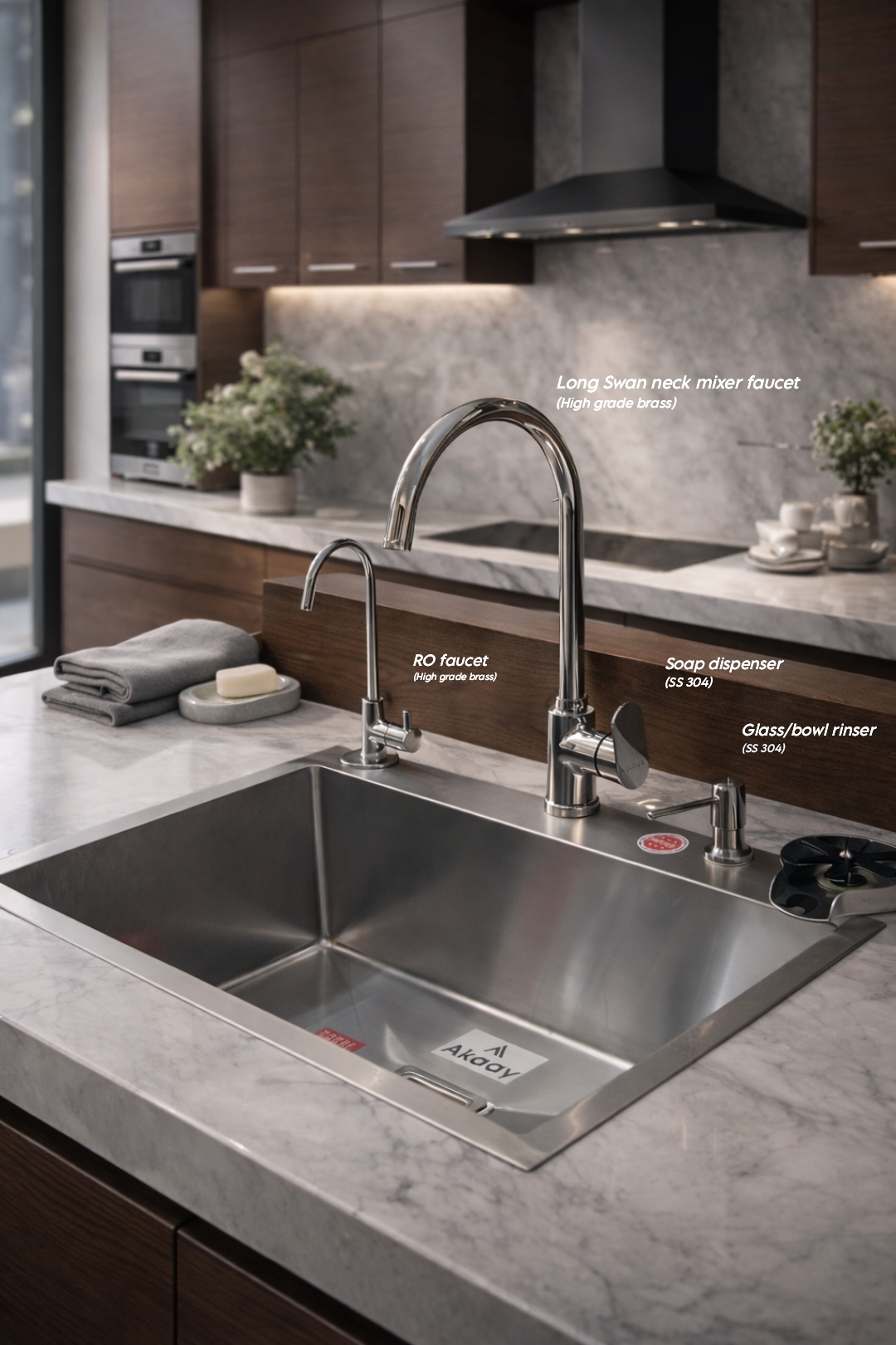 SS 304 Kitchen Sink 30*20 (with Taphole) and Accessories
